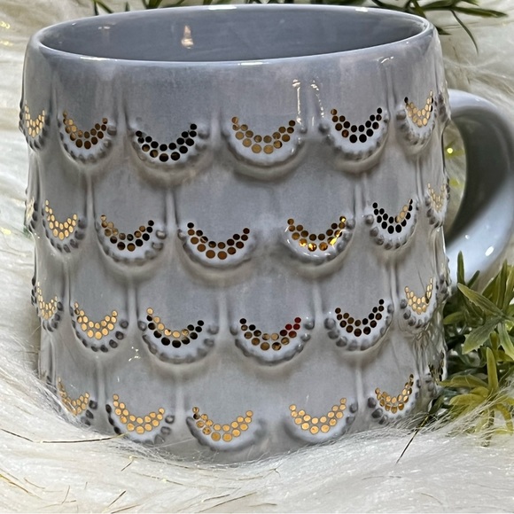 Starbucks 2016 10 oz Grayish Blue Mermaid tail Gold Accent Coffee Mug - Picture 6 of 10